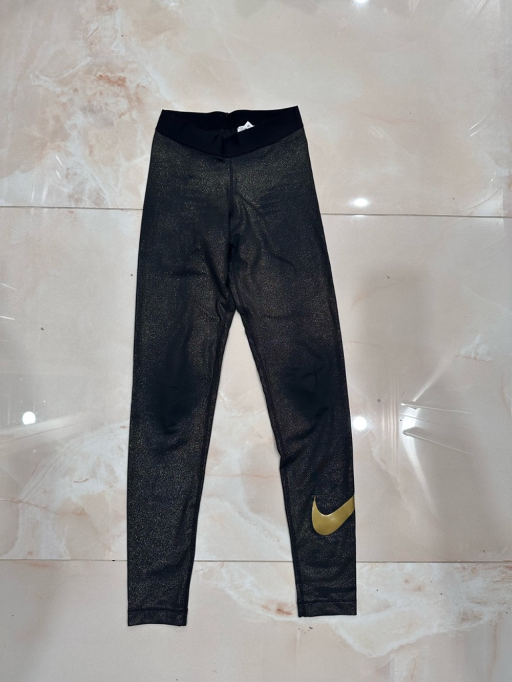 Nike Black Leggings with Gold Swoosh